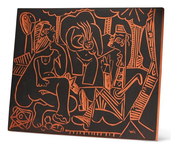 Pablo Picasso ''Le Dejeuner Sur L'herbe'' (''Lunch on the Grass''), No. 517 -- Stunning Plaque Created at Madoura Pottery Studios Measures 24'' x 20'' in Classic Picasso Style -- Picasso's Artist...
